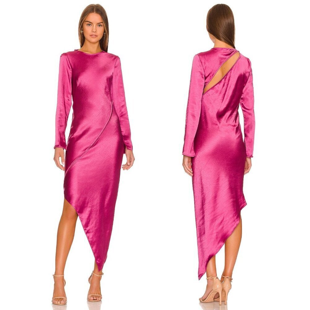 New! Line & Dot Cranberry Simone Asymmetrical Dress Size Small 41295